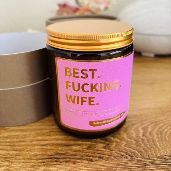 Valentines Day Gifts for Her Wife - Best Wife Ever Lavender Scented Candle - Fun - Picture 2 of 3